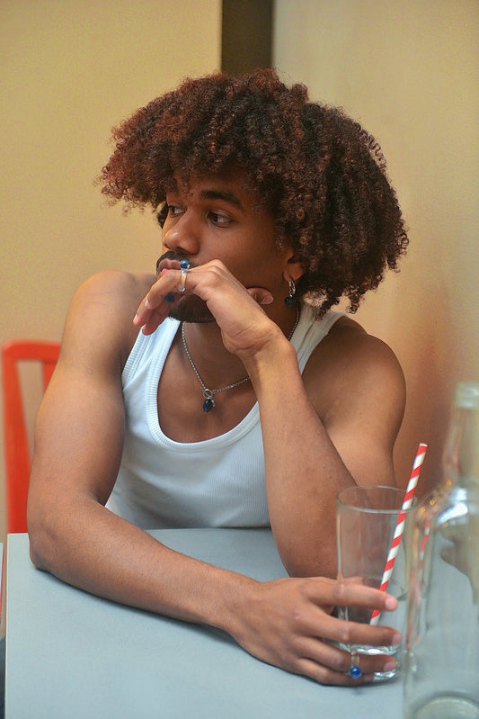 CarrieAway Glass Midnight Signal – Blue Glass Heart Necklace