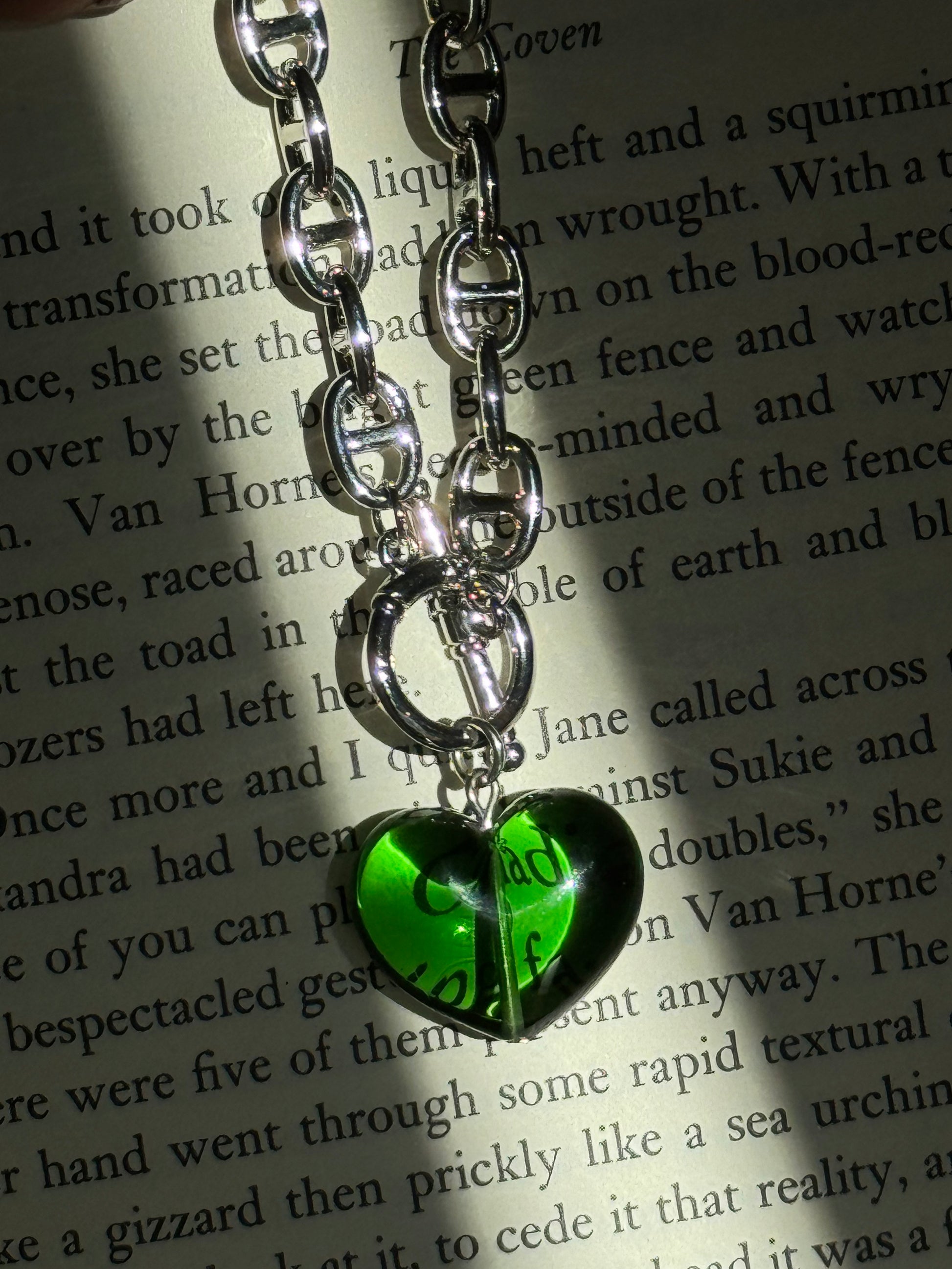 CarrieAway Glass Verdant – Green Glass Heart Necklace